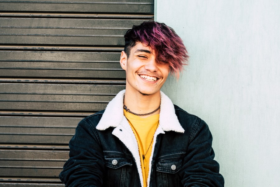 Teenage boy is smiling